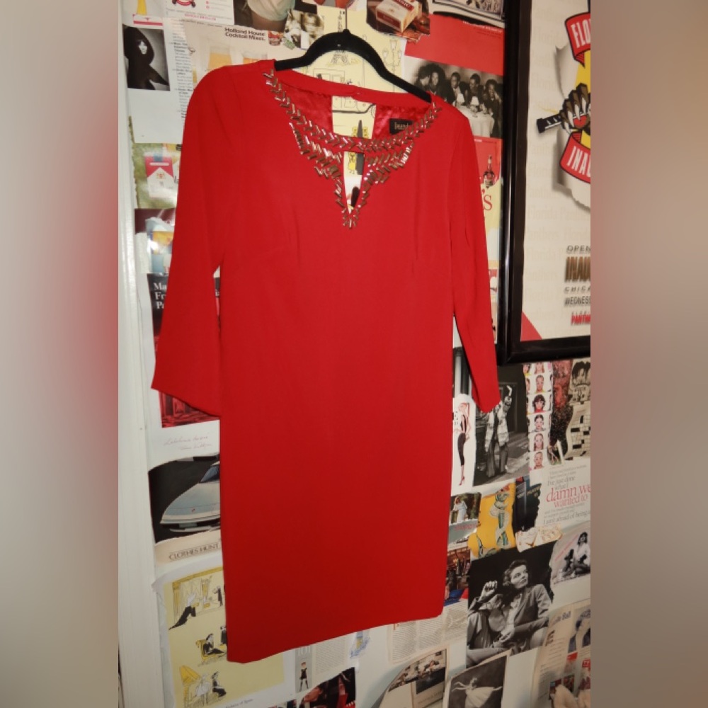 Laundry By Shelli Segal Red Long Sleeve shift Dress